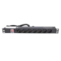Regleta de alimentación Extralink EXPDU7EU SW, 19" 1U, 7 enchufes EU, con interruptor, 2m - Imagen 2