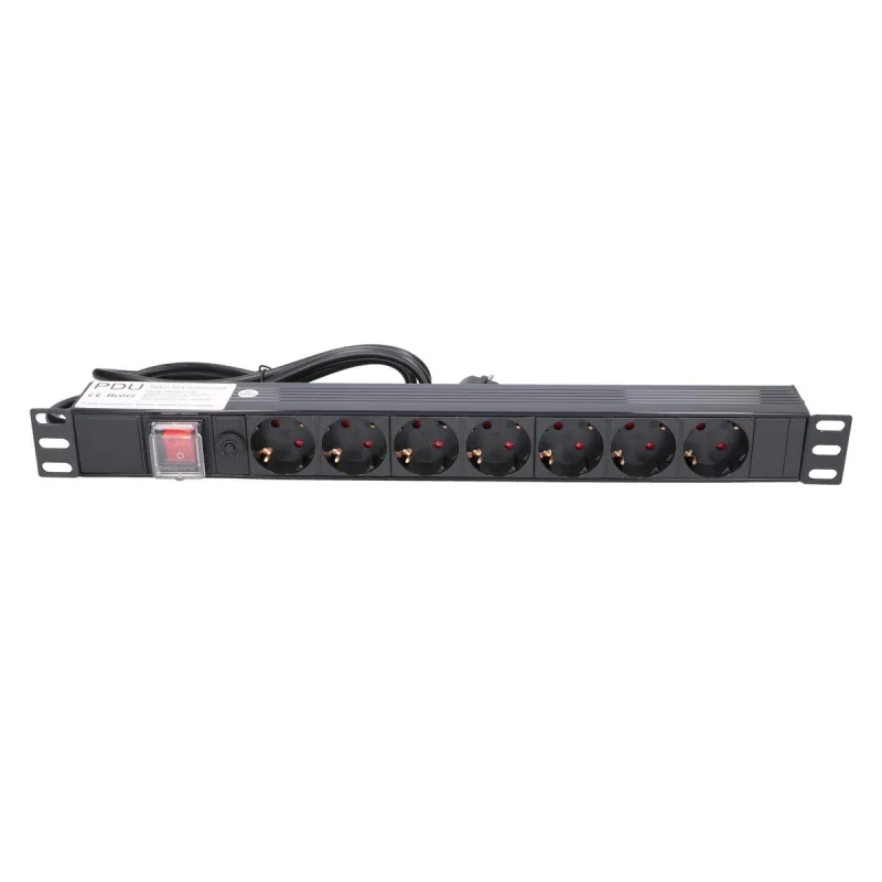 Regleta de alimentación Extralink EXPDU7EU SW, 19" 1U, 7 enchufes EU, con interruptor, 2m - Imagen 2