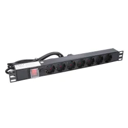 Regleta de alimentación Extralink EXPDU7EU SW, 19" 1U, 7 enchufes EU, con interruptor, 2m - Imagen 3