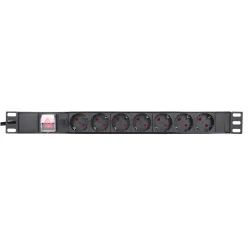 Regleta de alimentación Extralink EXPDU7EU SW, 19" 1U, 7 enchufes EU, con interruptor, 2m - Imagen 5