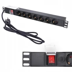 Regleta de alimentación Extralink EXPDU7EU SW, 19" 1U, 7 enchufes EU, con interruptor, 2m - Imagen 10