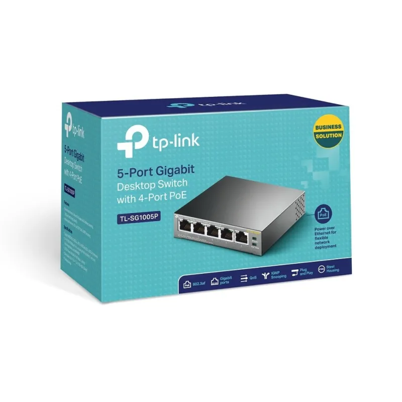 Conmutador TP-Link TL-SG1005P, 5x RJ45 1000Mb/s, 4x PoE, Escritorio - Imagen 3