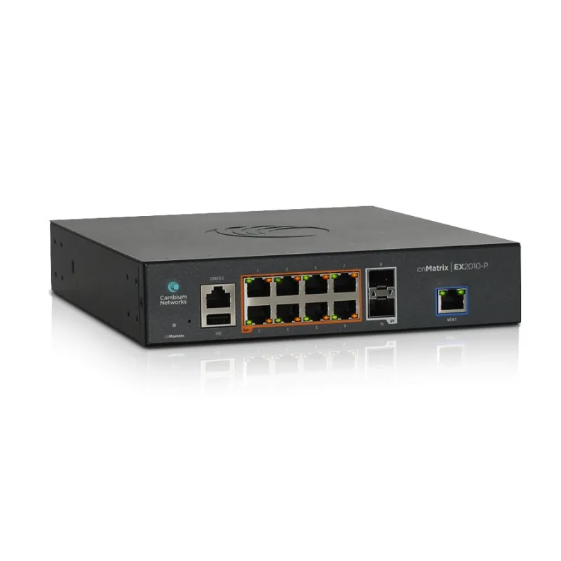 Switch Cambium L2+ cnMatrix EX2010-P, 8x RJ45 1000Mb/s PoE+, 2x SFP, Gestito