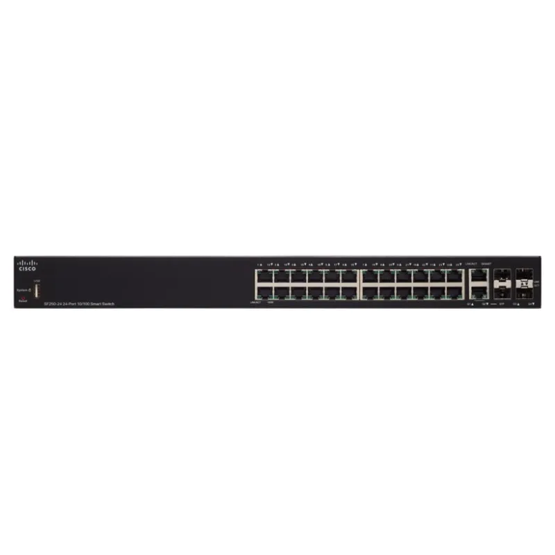Cisco SF250-24 Anahtarı, 24x 100Mb/s, 2x 1Gb/s Combo (RJ45/SFP), Yönetilebilir - Görsel 2