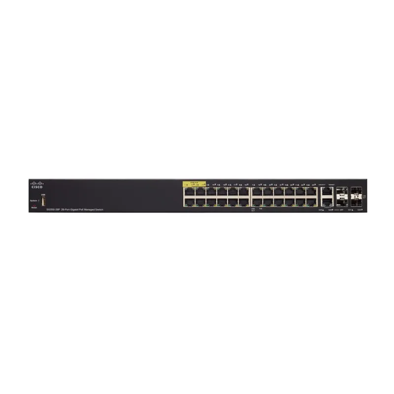 Switch PoE Cisco SG350-28P, 24x 1000Mb/s PoE, 195W, 2x Combo(RJ45/SFP) + 2x SFP, Gestito - Immagine 2