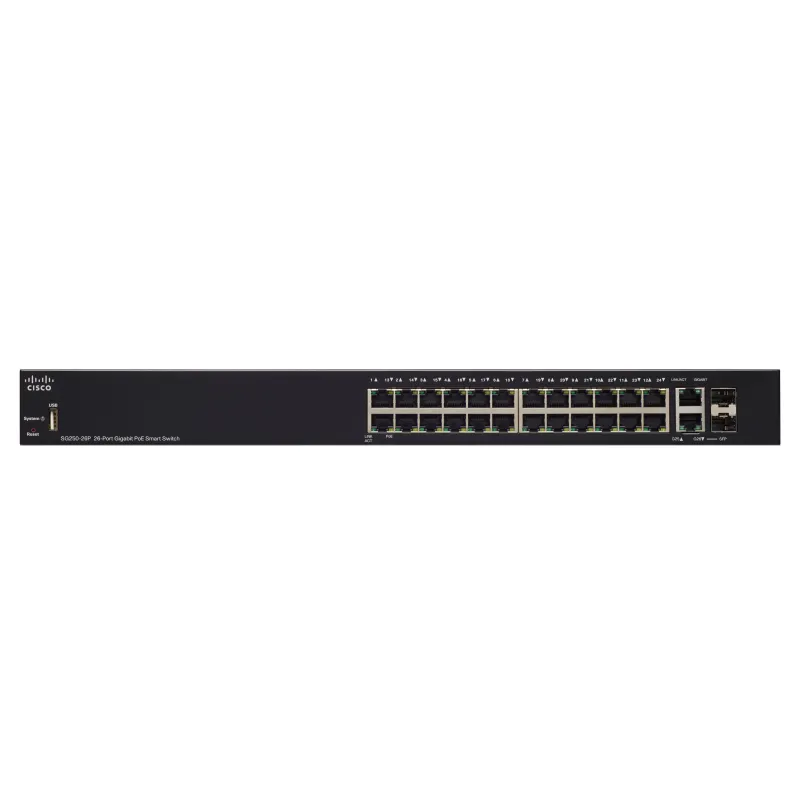Switch PoE Cisco SG250-26P, 24x 1000Mb/s PoE/PoE+, 2x 1Gb/s Combo, PoE 195W, Spravovaný - Obrázek 3