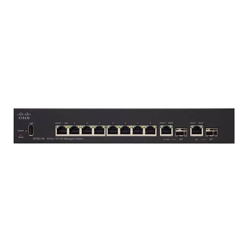 Switch Cisco SF352-08, 8x 100Mb/s, 2x 1Gb/s Combo (RJ45/SFP), Gestito - Immagine 2