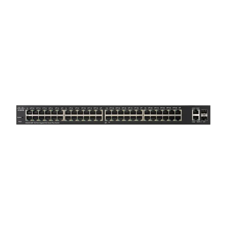 Cisco SG220-50P PoE Switch, 48x 1000Mb/s, 2x SFP/RJ45 Combo, 48x PoE, 375W, Managed, Rack-Montage - Bild 2