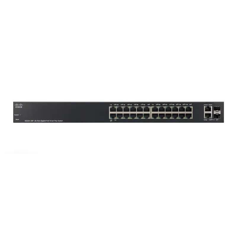 Коммутатор Cisco SG220-26P PoE, 24x 1000Mb/s, 2x SFP/RJ45 Комбо, 24x PoE, 180 W, Управляемый, Рейковый - Изображение 2