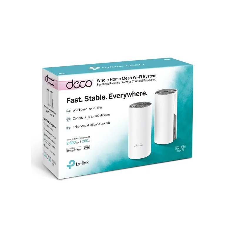 Маршрутизатор WiFi TP-Link Deco E4 2-Pack, AC1200, Двухдиапазонный, Mesh, 4x RJ45 100Mb/s - Изображение 3