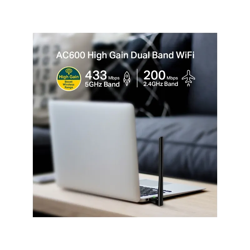 Adapter WiFi USB TP-Link Archer T2U Plus, AC600, Dual Band, 5dBi - Immagine 2