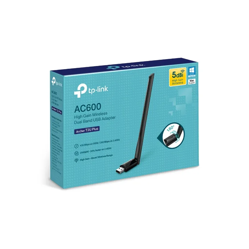Adapter WiFi USB TP-Link Archer T2U Plus, AC600, Dual Band, 5dBi - Immagine 3