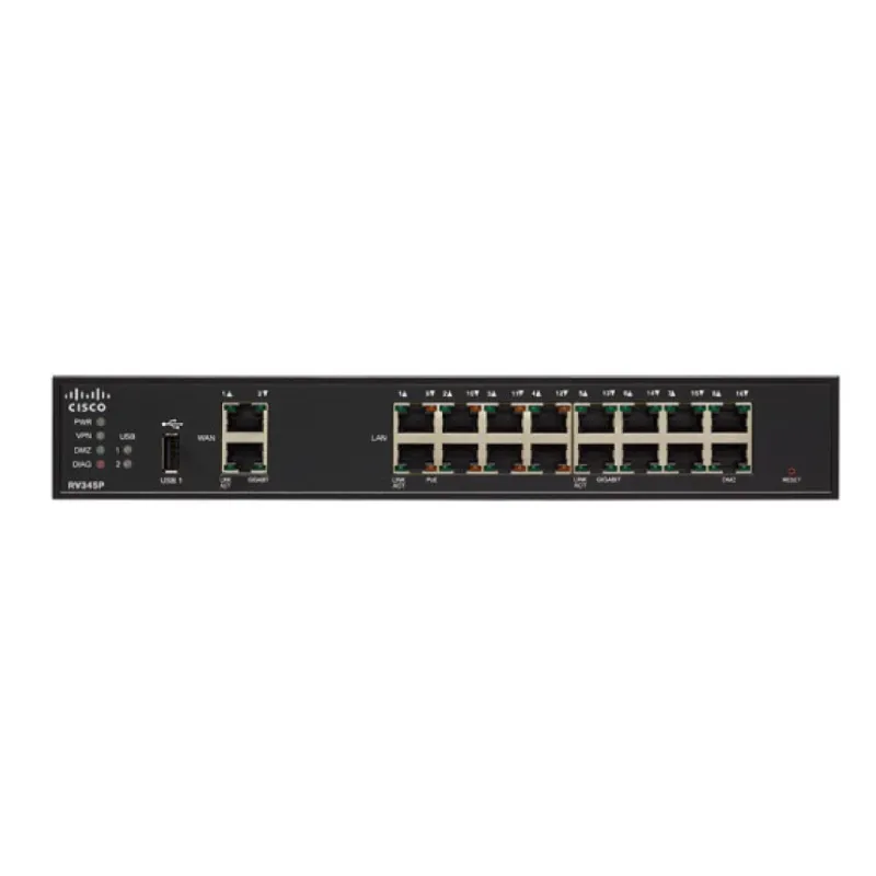Маршрутизатор Cisco RV345P, 16x RJ45 1000Mb/s, 8x PoE, 2x WAN, 2x USB, VPN - Изображение 2