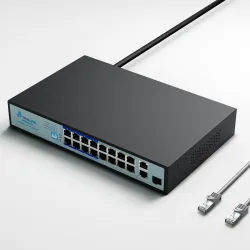 Коммутатор PoE Extralink VIRTUS V3, 16x 100Mb/s PoE/PoE+, 2x Gigabit RJ45 + 1x SFP, 150W - Изображение 4