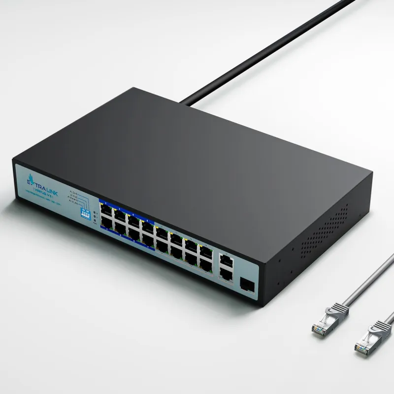 Switch PoE Extralink VIRTUS V3, 16x 100Mb/s PoE/PoE+, 2x Gigabit RJ45 + 1x SFP, 150W - Imagem 4