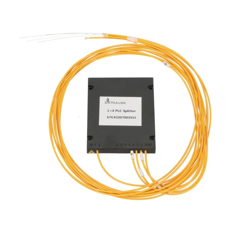 Splitter Extralink 1:4 PLC SC/APC, 2.0mm, 1.5m, G657A, Módulo ABS, Sin Conectores