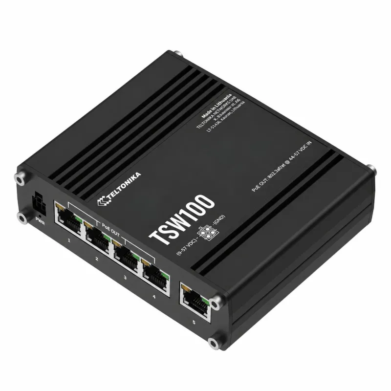 Switch PoE Teltonika TSW100, 5x RJ45 1000Mb/s, 4x PoE, 60W - Obrázek 3