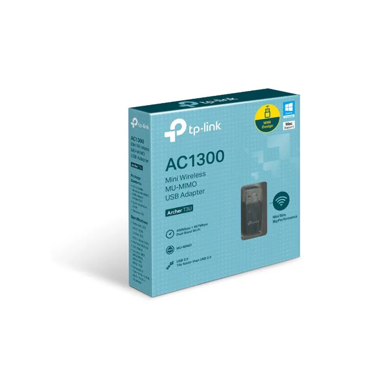 TP-Link Archer T3U Mini USB WiFi Adaptörü, MU-MIMO AC1300 2.4GHz, 5GHz - Görsel 3