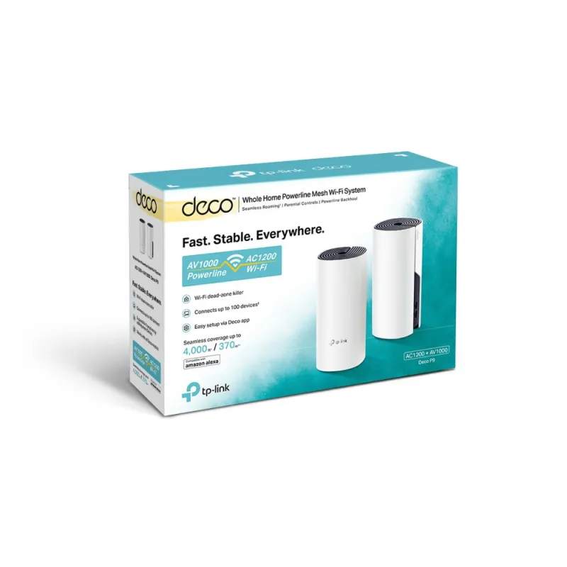 TP-Link Deco P9 2'li Paket WiFi Router, AC1200 + AV1000, İki Bant, Mesh, RJ45 1000Mb/s - Görsel 2