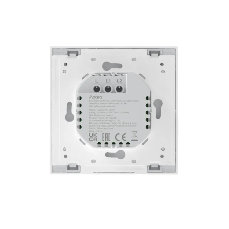 Interruttore Doppio da Parete Aqara H1, Senza Neutro, Zigbee 3.0, UE, WS-EUK02 - Immagine 3