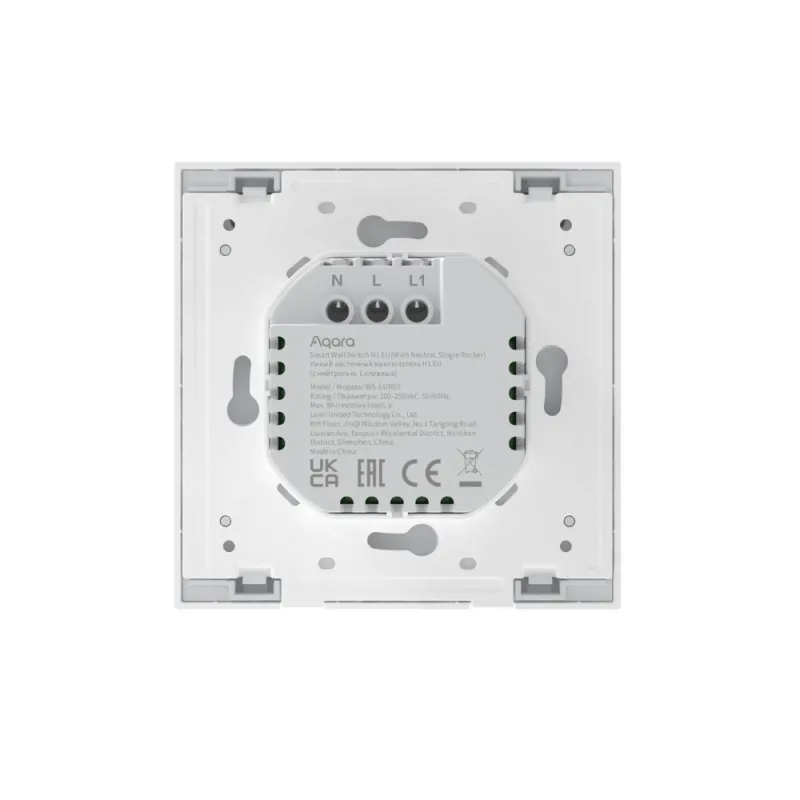 Interruttore a parete Aqara H1 singolo, con neutro, Zigbee 3.0, EU, WS-EUK03 - Immagine 3