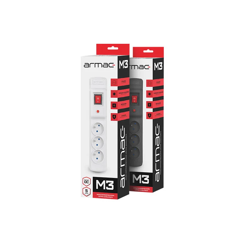 Regleta Armac Multi M3, protector contra sobretensiones, 3 tomas, cable de 1,5 m, negro - Imagen 3