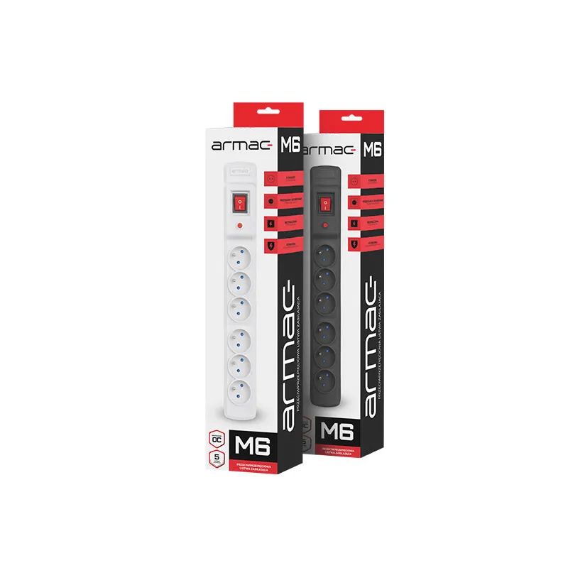 Multiplicador de Energia Armac Multi M6, Protetor de Sobretensão, 6 Tomadas, Cabo de 5m, Preto - Imagem 3