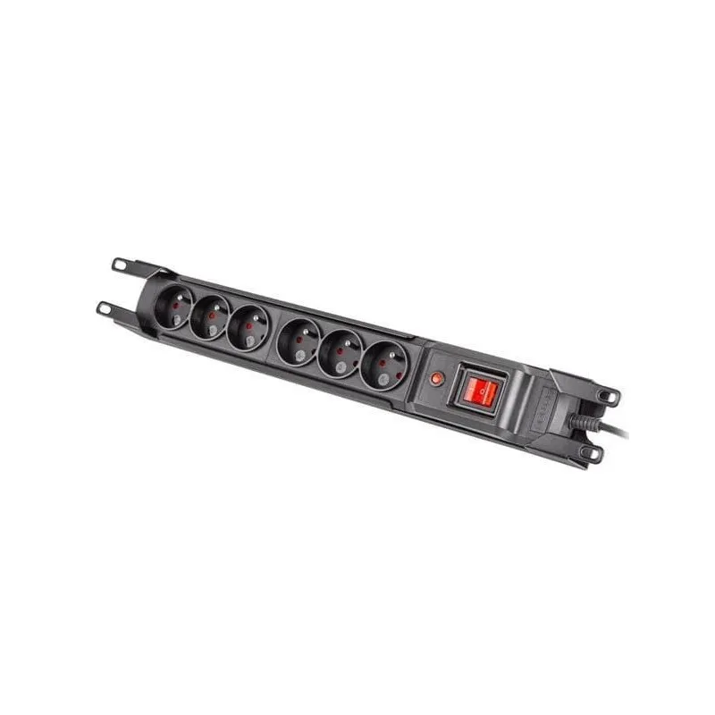 ARMAC MULTI M6 RACK 19" OCHRANNÁ VESTAVĚNÁ PRODLUŽOVACÍ ŠESTICE, 5M KABEL, ČERNÁ