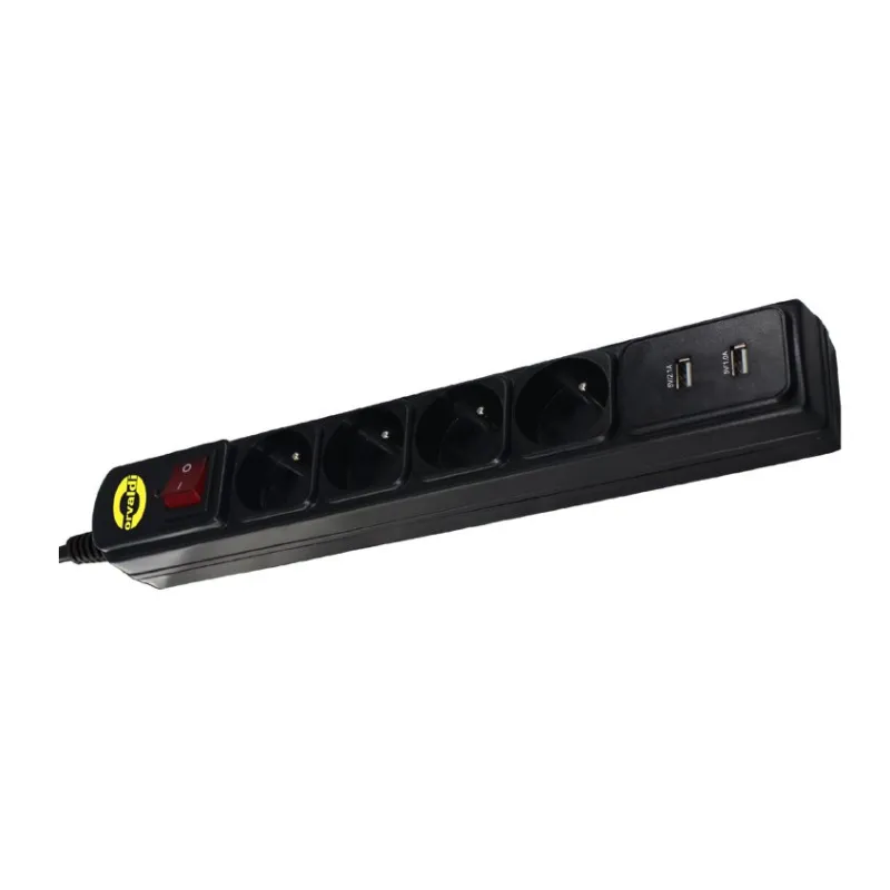 Furadeira Elétrica Orvaldi ORV-4PL com USB2.0, Protetor Contra Surtos 1140J, 4 Soquetes, 2x USB, 1.8m