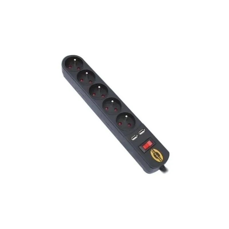 Orvaldi ORV5 Power Strip 3m USB, Surge Protector 210J, 5 Outlets, 2x USB