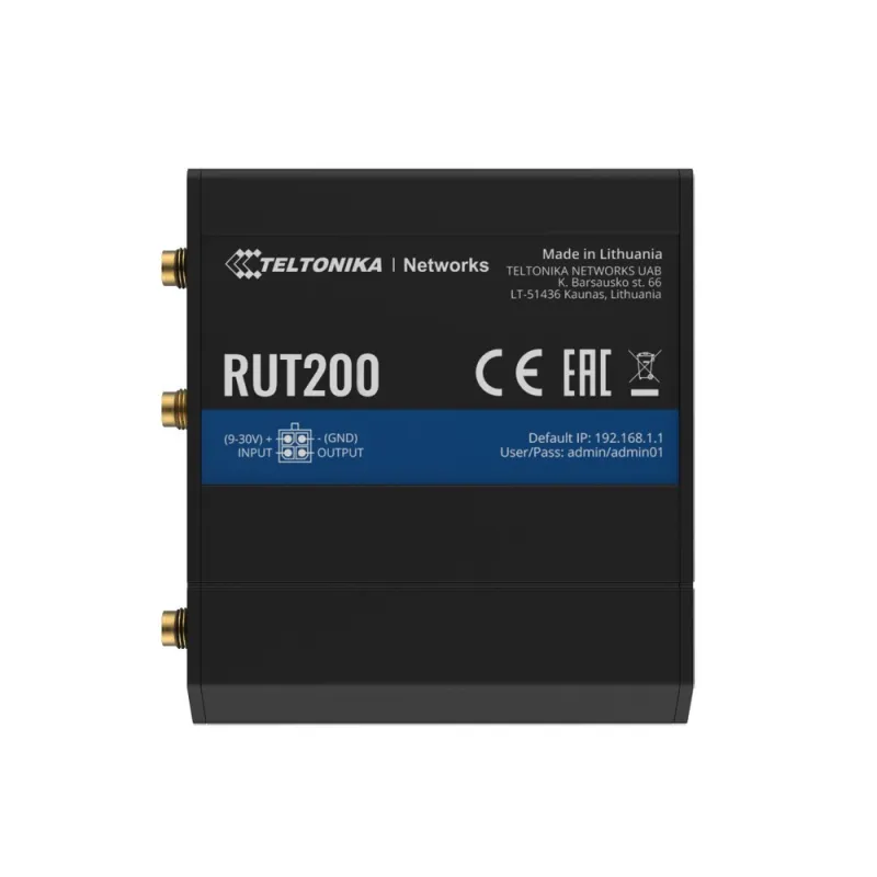 Teltonika RUT200 | Przemysłowy Router LTE | 4G/LTE Cat.4, 2x LAN 100Mb/s WiFi 2,4GHz, RMS - Zdjęcie 2