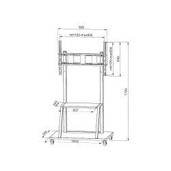 Suporte Móvel Techly para TV, LED, LCD, PDP, 55-100 polegadas, 150kg, com prateleira - Imagem 6