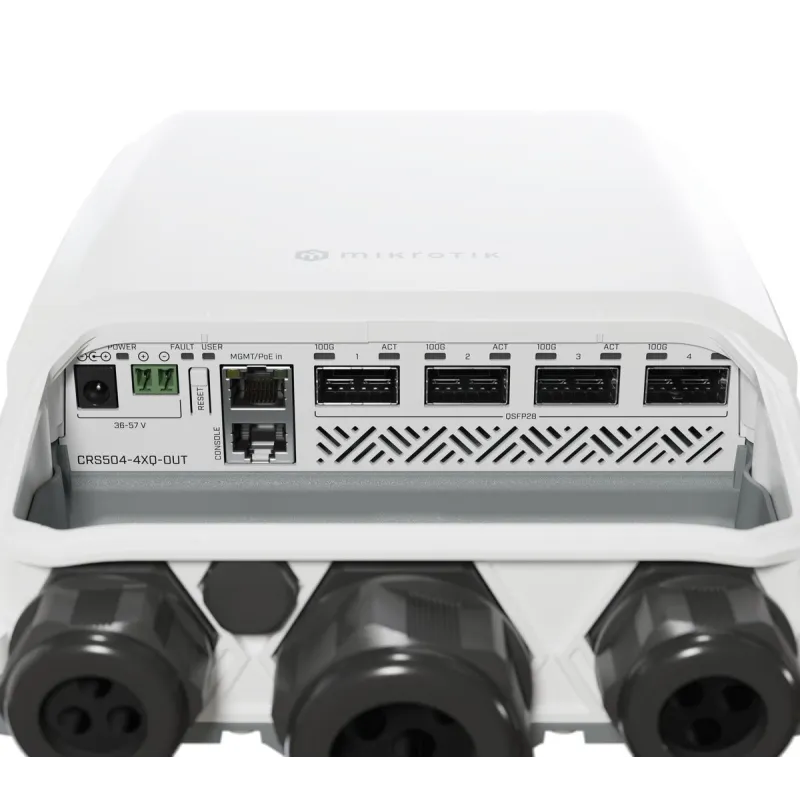 Коммутатор MikroTik CRS504-4XQ-OUT, облачный маршрутизатор-коммутатор, 4x 100G QSFP28, 1x RJ45 100Mb/s, IP66 - Изображение 4