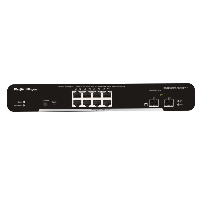 Switch Ruijie Reyee RG-NBS3100-8GT2SFP-P, 10x RJ45 1000Mb/s, 8x PoE+, 2x SFP, 125W, cloud management, Layer 2 - Image 2