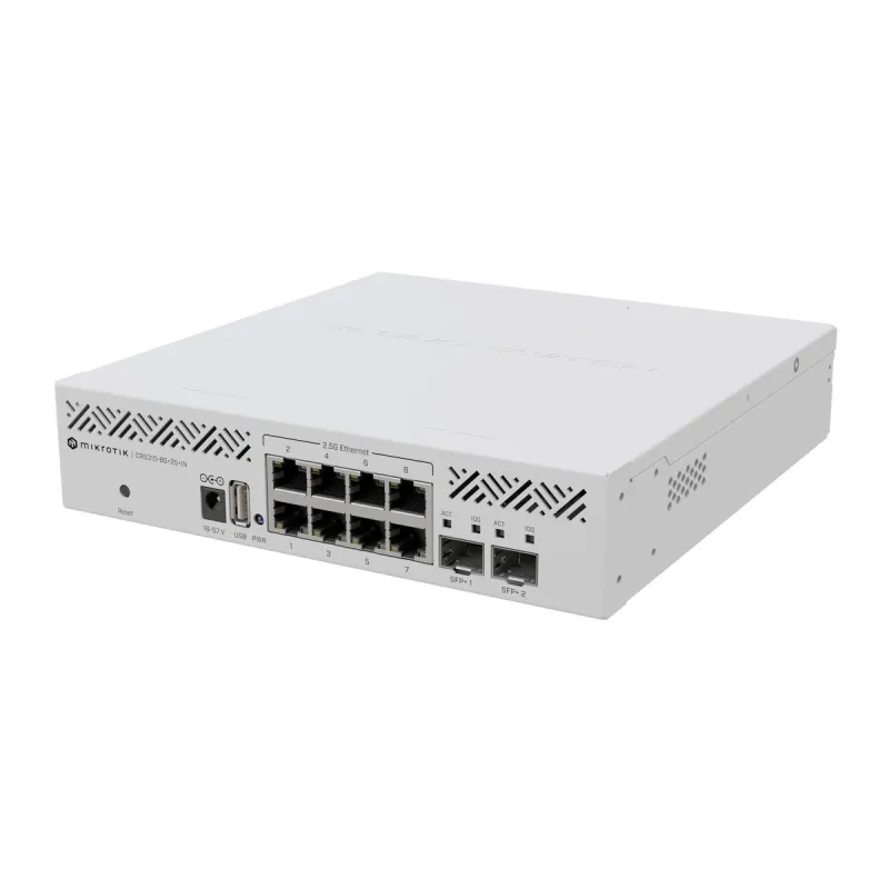 Коммутатор MikroTik CRS310-8G+2S+IN, 8x RJ45 2.5Gb/s, 2x SFP+, RouterOS L5, настольный - Изображение 2