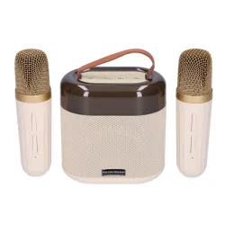 Karaoke set Extralink Kids LED reproduktor 2x mikrofon bílý, Bluetooth reproduktor, 2 mikrofony, AUX, slot na paměťové karty, RG