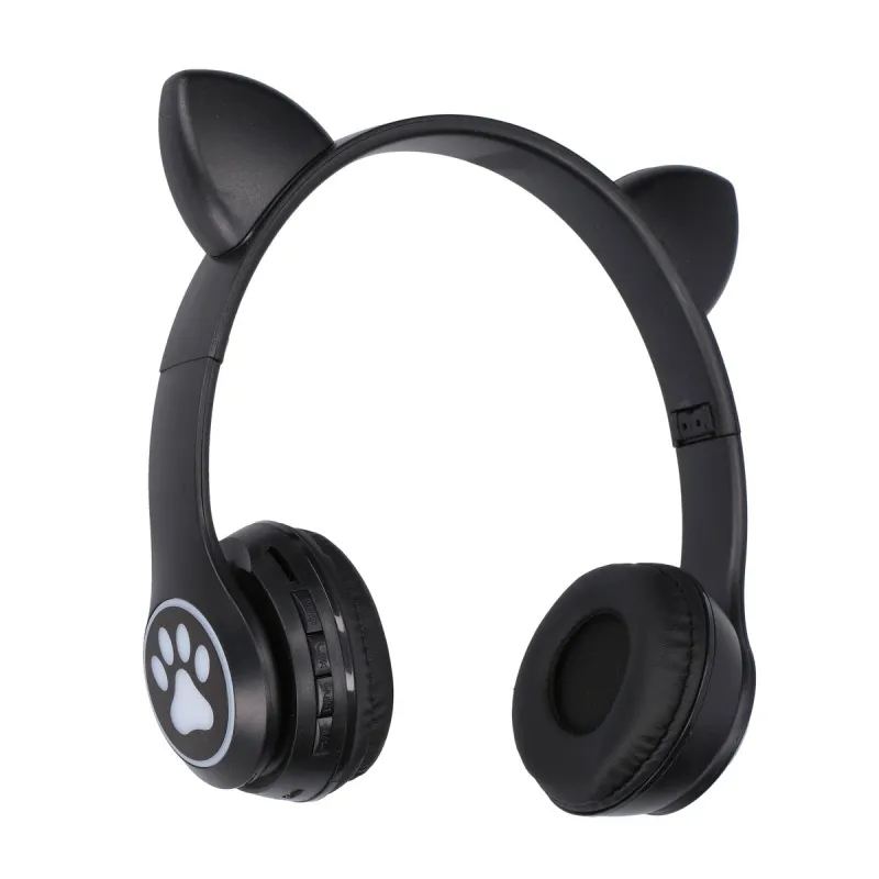 Extralink Kids Cat-Ear Wireless Headphones, Black, Bluetooth 5.0, RGB Lighting, for Kids - Image 2