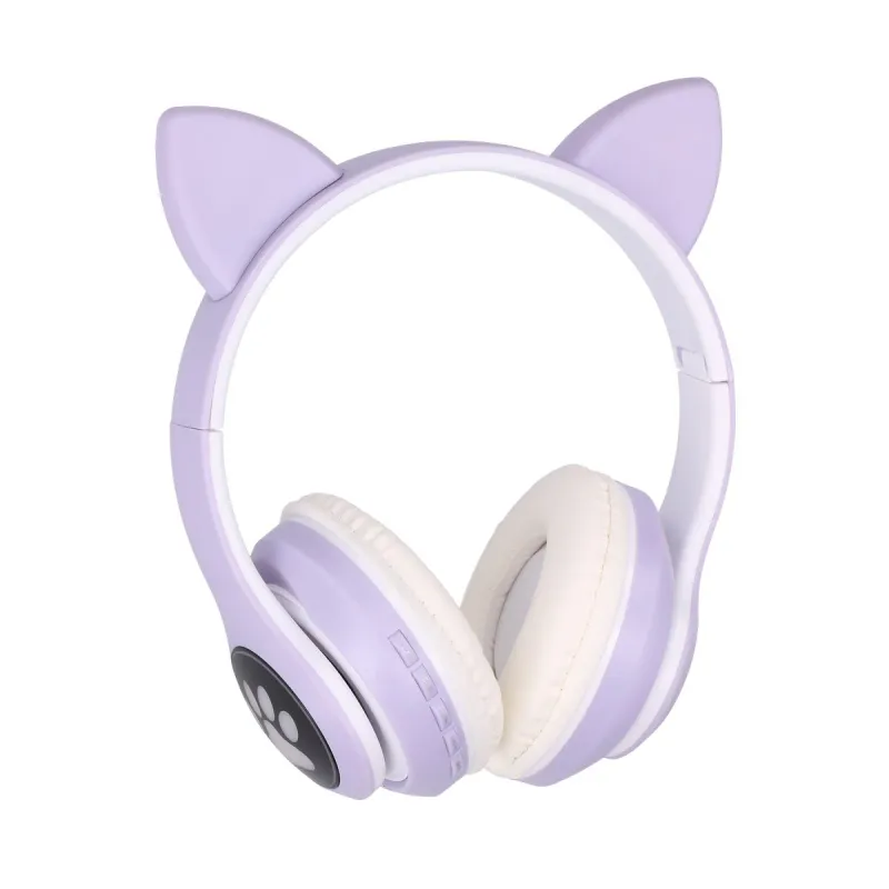 Fones de Ouvido Sem Fio Extralink Kids Orelhas de Gato Roxos, Bluetooth 5.0, Iluminação RGB, para Crianças - Imagem 2