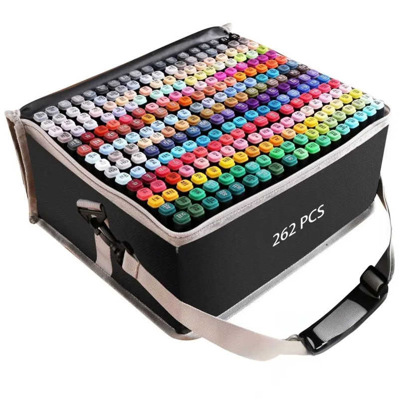 Set di Marker a Base di Alcol Extralink, 262 Pezzi, Pennarelli, Penne, Materiale Artistico