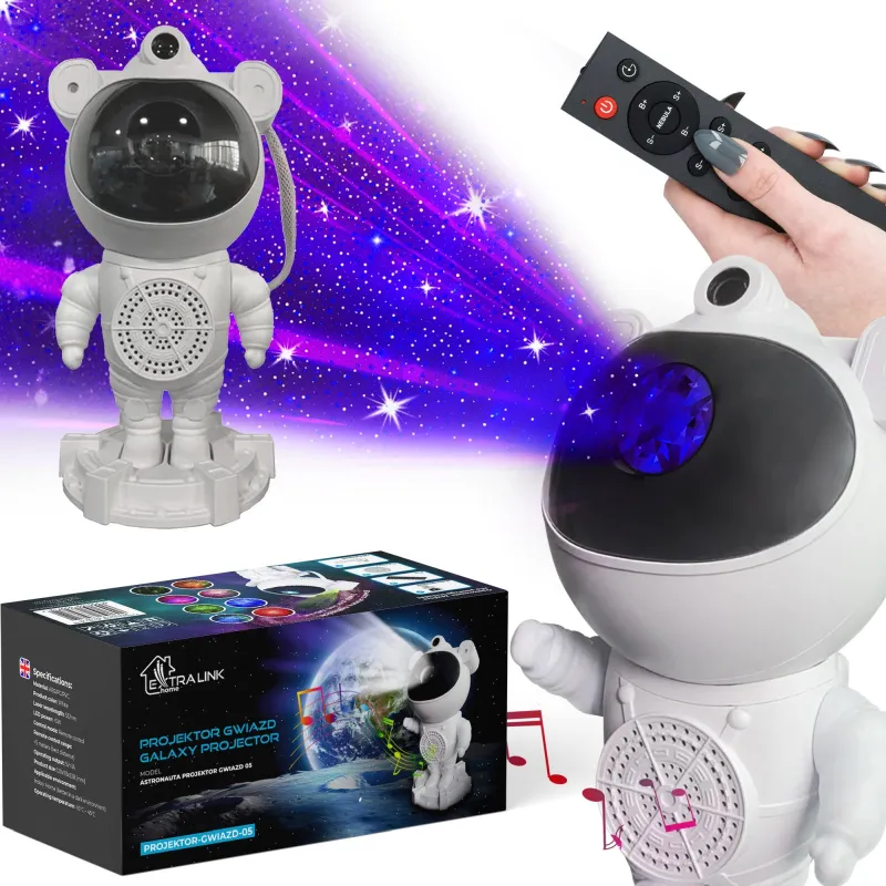 Luz Noturna, Projetor, Caixa de Som Bluetooth Extralink Home Projetor de Estrelas com Alto-Falante, para Crianças, Astronauta