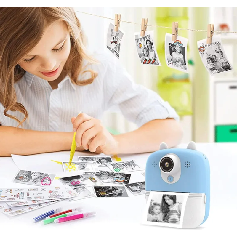 Mini Thermal Printer with Camera Extralink EPP-004 Blue, 3 Rolls of Thermal Paper, 2.5" LCD Screen, Bluetooth, USB-C, 1000 mAh - Image 7