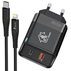 Set Extralink Smart Life Cargador de 45W GaN 1x USB-C 1x...
