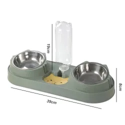 Ciotola Doppia per Cane Gatto Extralink Pets, Ciotola per Acqua Cibo con Distributore d'Acqua Pet-822 - Immagine 2