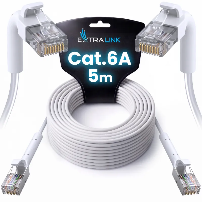 Patchcord LAN Extralink Cat.6A U/FTP 5m 1Gbps Bílý, Měď Síťový Kabel, Lomený Konektor - Obrázek 4