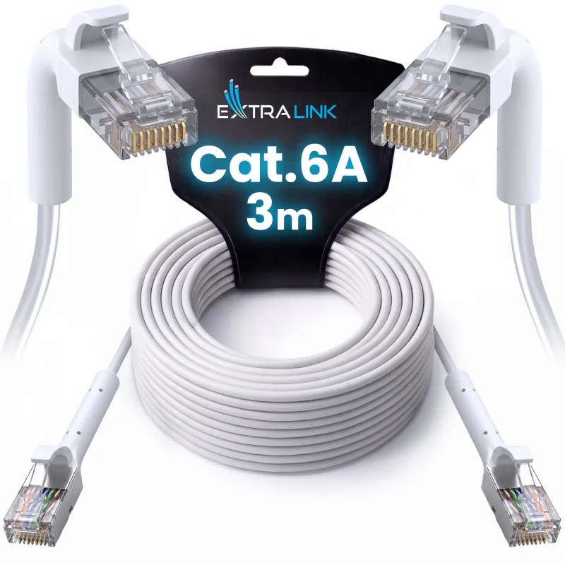 Cavo Patch LAN Extralink Cat.6A U/FTP 3m 1Gbps Bianco, Rame, Cavo di Rete, Coppia Ritorta, Connettore Angolato - Immagine 4