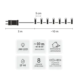 Luces LED Extralink, 200L Blanco Cálido, 3 + 10 m Interior/Exterior - Imagen 3
