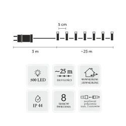 Extralink LED Işıklar, 500L Sıcak Beyaz, Uzunluk 3 + 25 m İç/Dış Mekan - Görsel 3