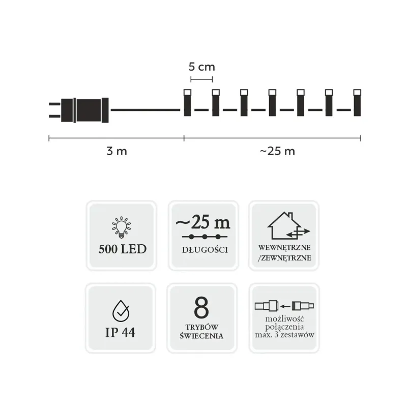 Luces LED Extralink, 500L Blanco Frío, Longitud 3 + 25 m Interior/Exterior - Imagen 3