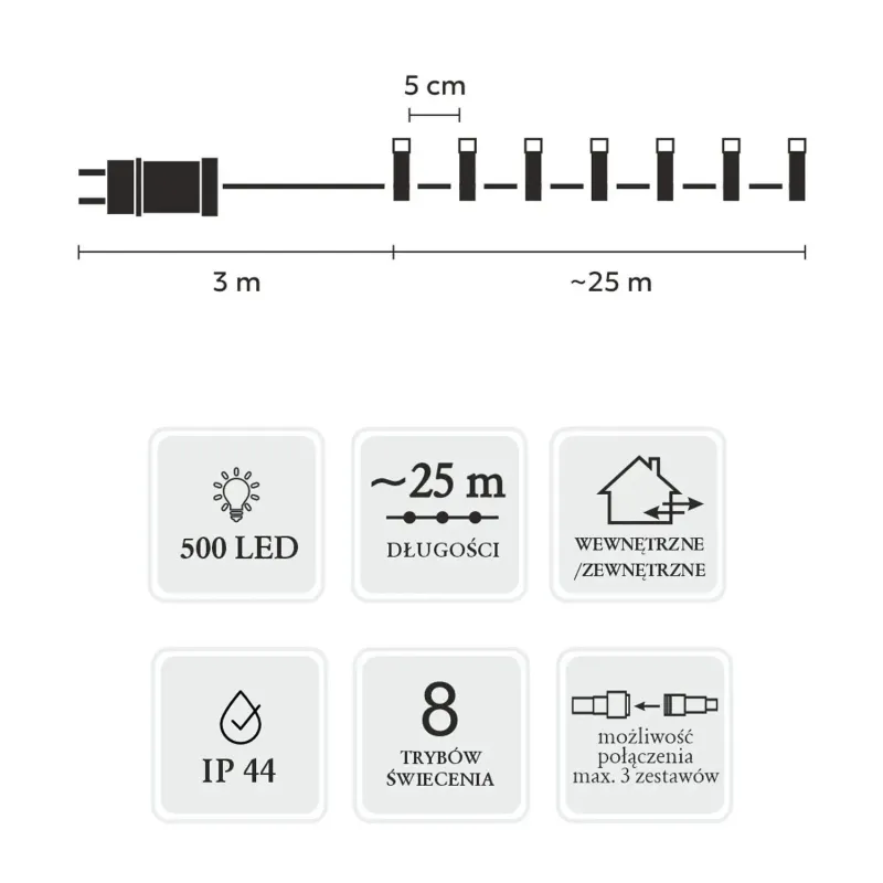 Extralink LED Işıklar, 500L Çok Renkli, 3 + 25 m İç/Dış - Görsel 3
