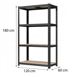 Extralink Shelf, 4-Tier 180x120x60cm Black 500 kg Pro - Image 3